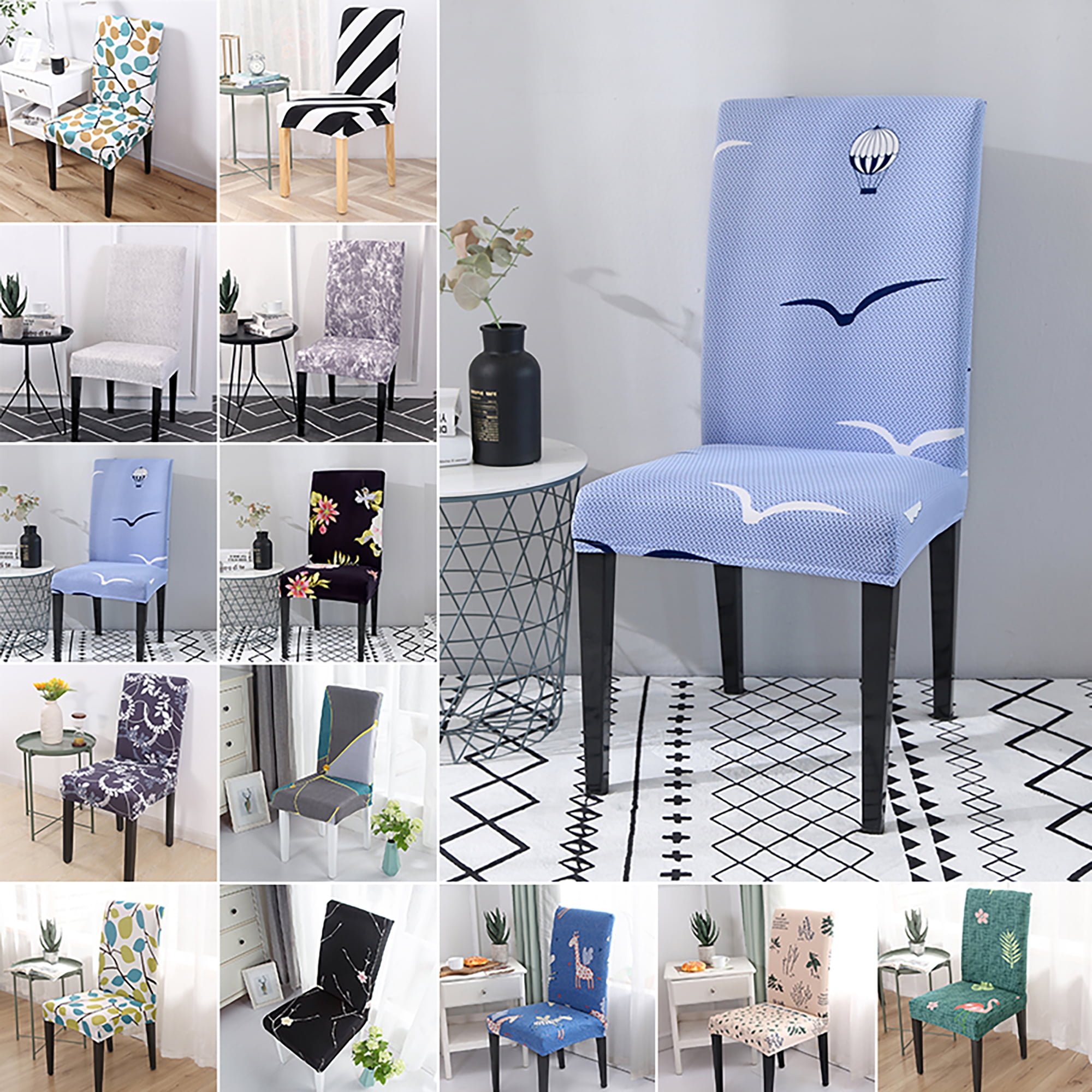 Dining Chair Seat Covers Slip Cover Stretch Wedding Banquet Party Removable Grey 