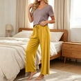 thumbnail image 6 of Zynoxe Pajamas for Women Set Two Piece V-neck Short Sleeve Shirts and Drawstring Wide Leg Pants Matching Outfit Loose Comfy Lounge Sets, 6 of 7