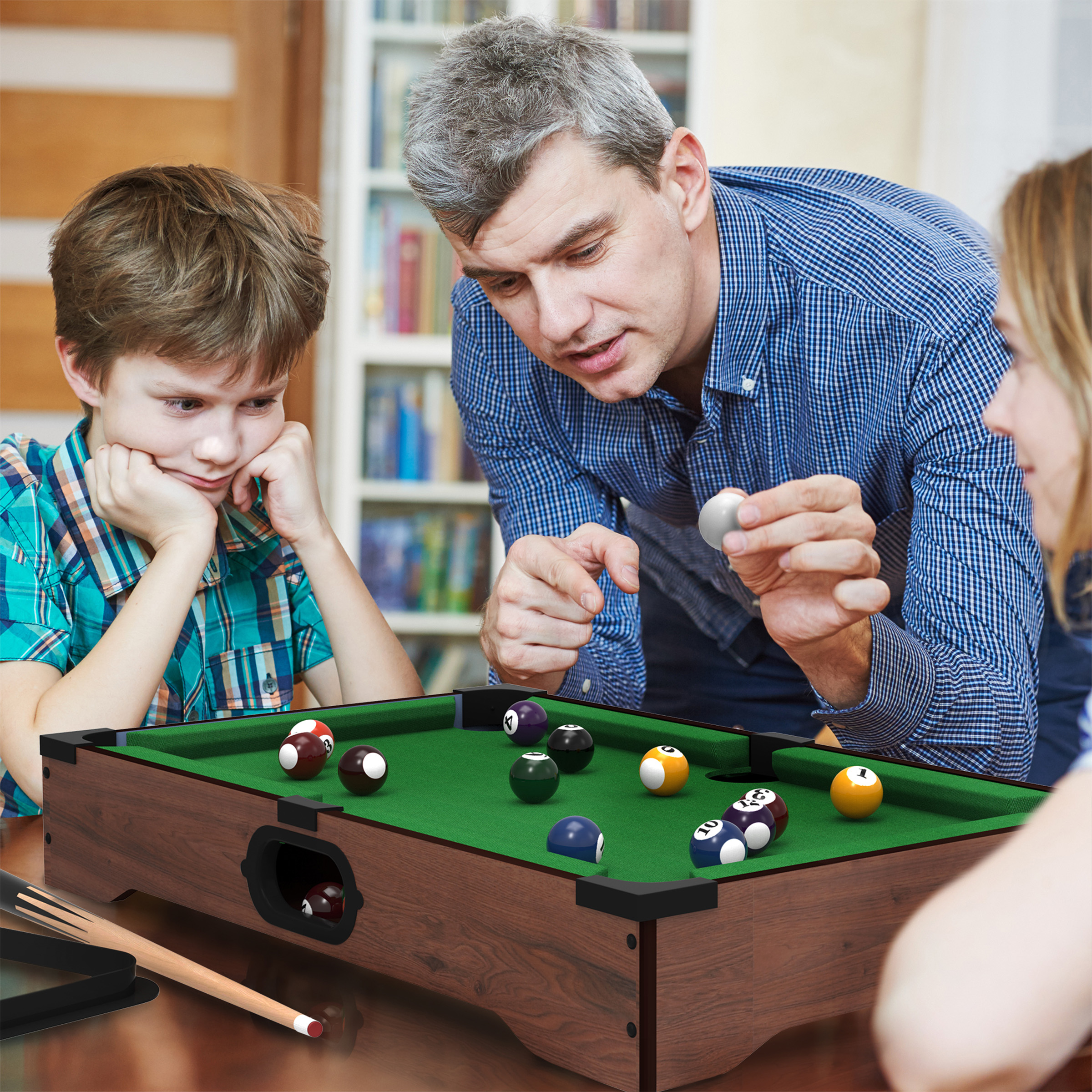 Trademark Games Mini Pool Table Set with Sticks, Cue Balls, Chalk, and More - image 4 of 6