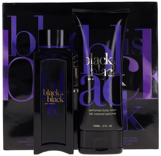 Black is Black By Nu Parfums For Women Set EDP+Body Lotion (3.3+5.0