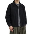 thumbnail image 2 of Men's Solid Color Outdoor Sports Casual Jacket with Pocket & Zipper, Black, Size L, 2 of 5