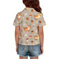 thumbnail image 5 of Girl School Uniform Henley Short Sleeve Cute Cartoon Animal Print T Shirts Button Closure Comfy Active Polo Shirts, 120, 5 of 5
