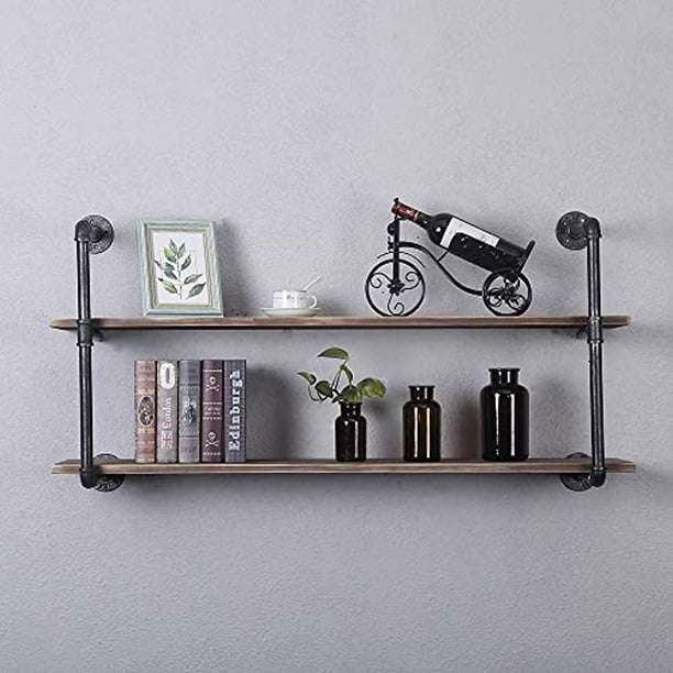 Industrial Pipe Shelving Wall Mounted 48in Rustic Metal Floating Shelves Steampunk Real Wood Book Shelf Unit Bookshelf Hanging Farmhouse Kitchen Bar 2 Tier Com - Kitchen Wall Shelf Units Industrial Pipe Shelving Wall Mounted 48in Rustic Metal Floating Shelves Steampunk Real Wood Book Shelf Unit Bookshelf Hanging Farmhouse Kitchen Bar 2 Tier Com - Kitchen Wall Shelf Units