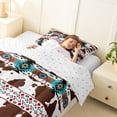 thumbnail image 3 of jejeloiu Vintage Aztec Geometric Twin Comforter Sets,Rustic Aztec Print Bedding Set For Boys,Blue Brown,Reversible,2-Piece,1 Comforter and 1 Pillowcase, 3 of 7