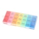 thumbnail image 4 of EeaseMX Botiquín desmontable de 2 piezas para 7 días, 21 compartimentos, pastillero con estampado en inglés, caja de plástico portátil, 4 of 8
