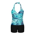 thumbnail image 7 of 2 Piece Plus Size Swimsuit For Women V Neck Sleeveless V Neck Tops High Waist Shorts Modest Bathing Suit (3XL, Blue), 7 of 7