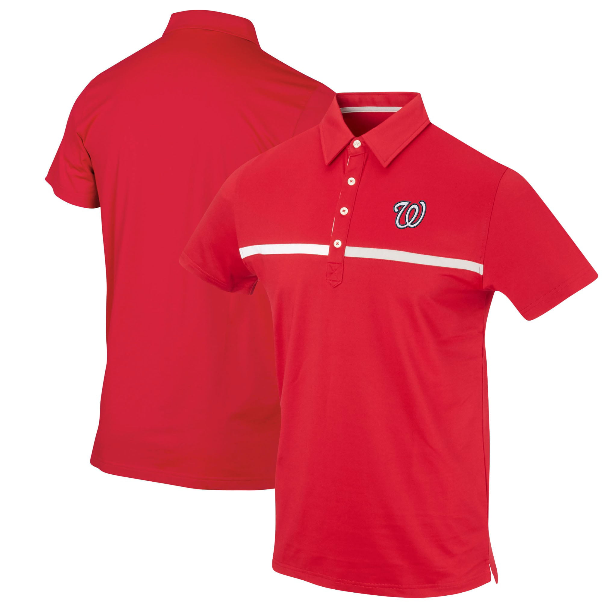 Men's Red Washington Nationals Color Blocked Stretch Polo 