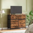 thumbnail image 2 of Commode pour Chambre avec 7 Tiroirs, Grande Commode avec Dessus en Bois, Grande Commode en Tissu avec Tiroirs de Rangement pour Salon, Garde-Robe, Entrée, Imprimé Grain de Bois, 2 of 15