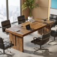 thumbnail image 7 of Tribesigns Farmhouse Computer Desk, 70.8 inch Executive Office Desk with Solid Legs, Wooden Study Writing Table for Home Office, Rustic Brown, 7 of 7