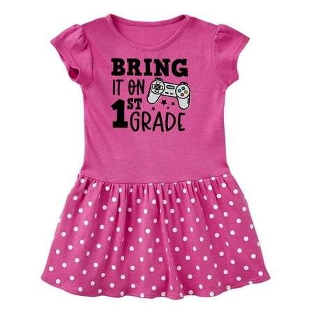 

Inktastic Bring it On 1st Grade Video Game Controller Gift Toddler Girl Dress