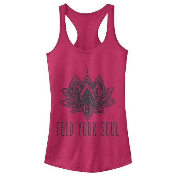 Junior's CHIN UP Feed Your Soul Racerback Tank Top Dark Pink X Large