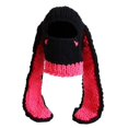 thumbnail image 5 of Women Girls 1-Hole Knit Hat Face Mask 3D Funny Bunny Ears Sweater Hat with Scarf Headwear-Winter Warm Hat Knit Skull, 5 of 5