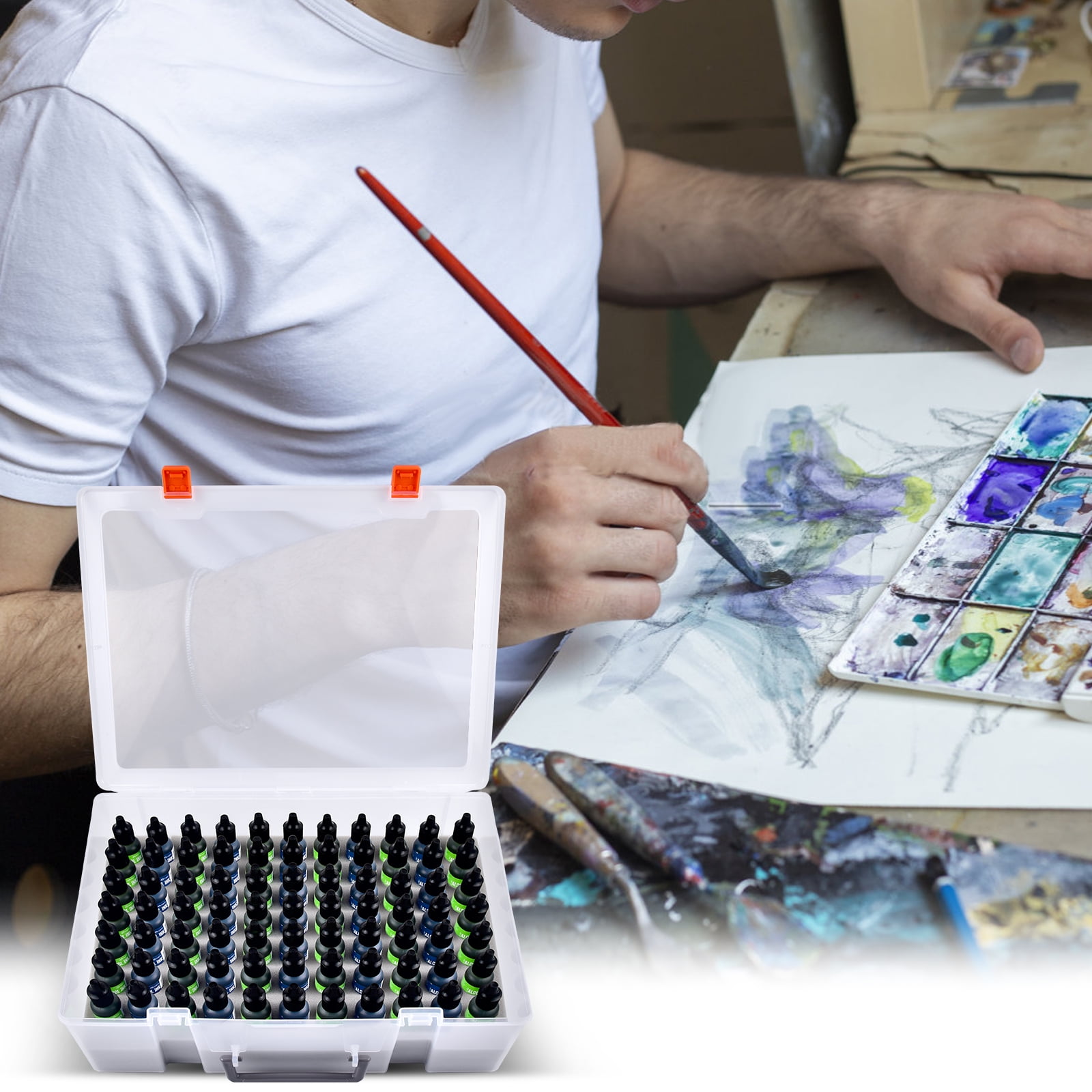 Alcohol Ink Storage Organizer Carrying Case, Holds 77pcs 0.35oz, 0.5oz Bottles of Alcohol Ink Set/ for Stickles Glitter Glue/ for Glossy Accents/ for Reinkers (Case Only)