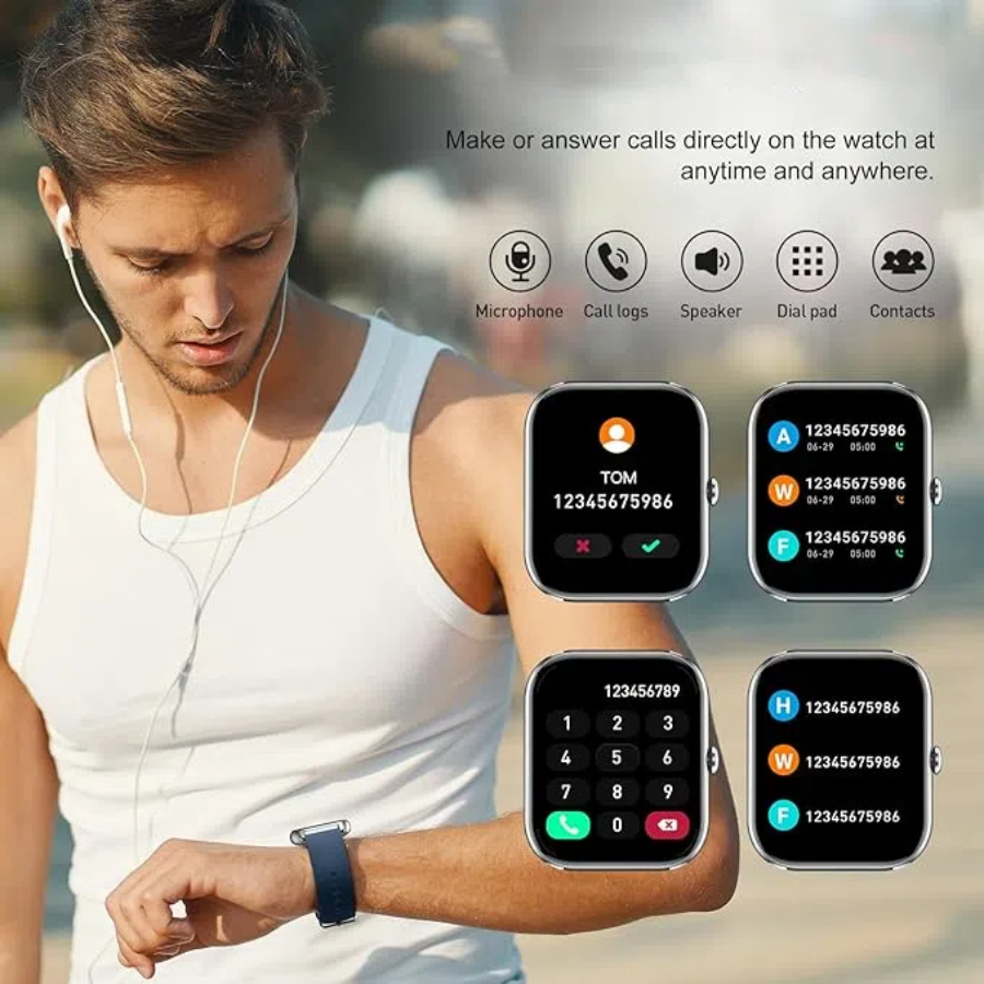 SupDevice Smart Watches for Women and Men, 1.85 in HD Silver Screen, Fitness Tracker, Heart Rate Monitor, Blue Silicone Band, New 1 Count