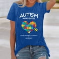 thumbnail image 2 of Wang6 Womens Oversized Short Sleeve Tshirts Casual Autism Awareness Love Educate Support Advocate Letter Printed Graphic Tees Summer Crew Neck Loose Fit Tops Blue XL, 2 of 4