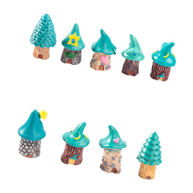 Estatuas de casa en miniatura Macarena 9 piezas micro paisaje adorno de escritorio figura decorativa