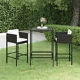 thumbnail image 1 of vidaXL 3 Piece Garden Bar Set with Cushions Poly Rattan Black, 1 of 5