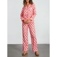 thumbnail image 3 of KelaJuan Women Pajama Set, Heart Print Long Sleeve Button Closure Tops with Pants Sleepwear Loungewear, 3 of 6
