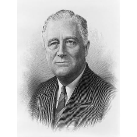 Art.com President Franklin Roosevelt in a Engraved Portrait by the Bureau of Printing and Engraving Premium Photographic Print, 12" x 16"