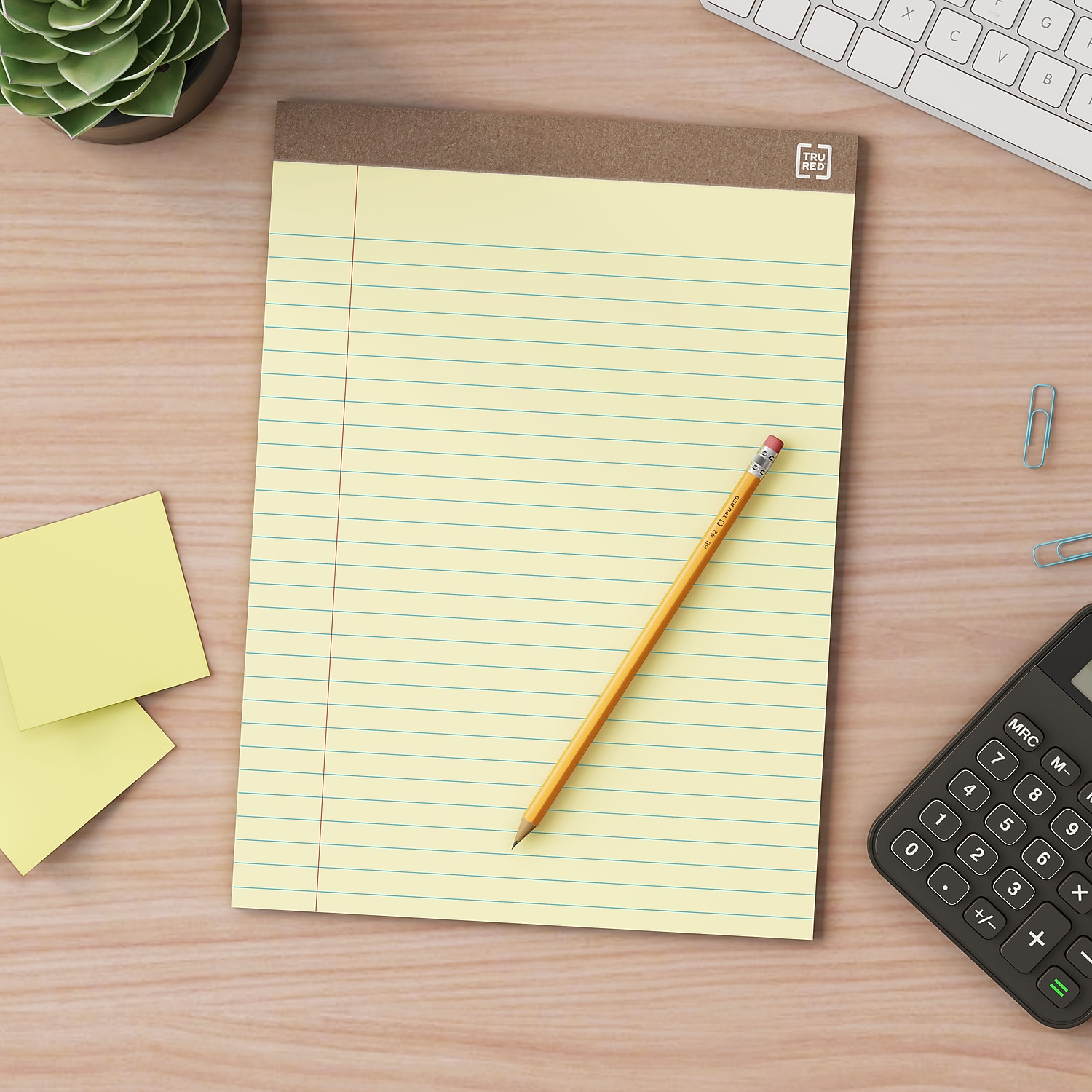 MyOfficeInnovations 100% Recy Perforated Notepads Canary 8-1/2" x 11-3/4" Wide Ruled 12/PK 815592