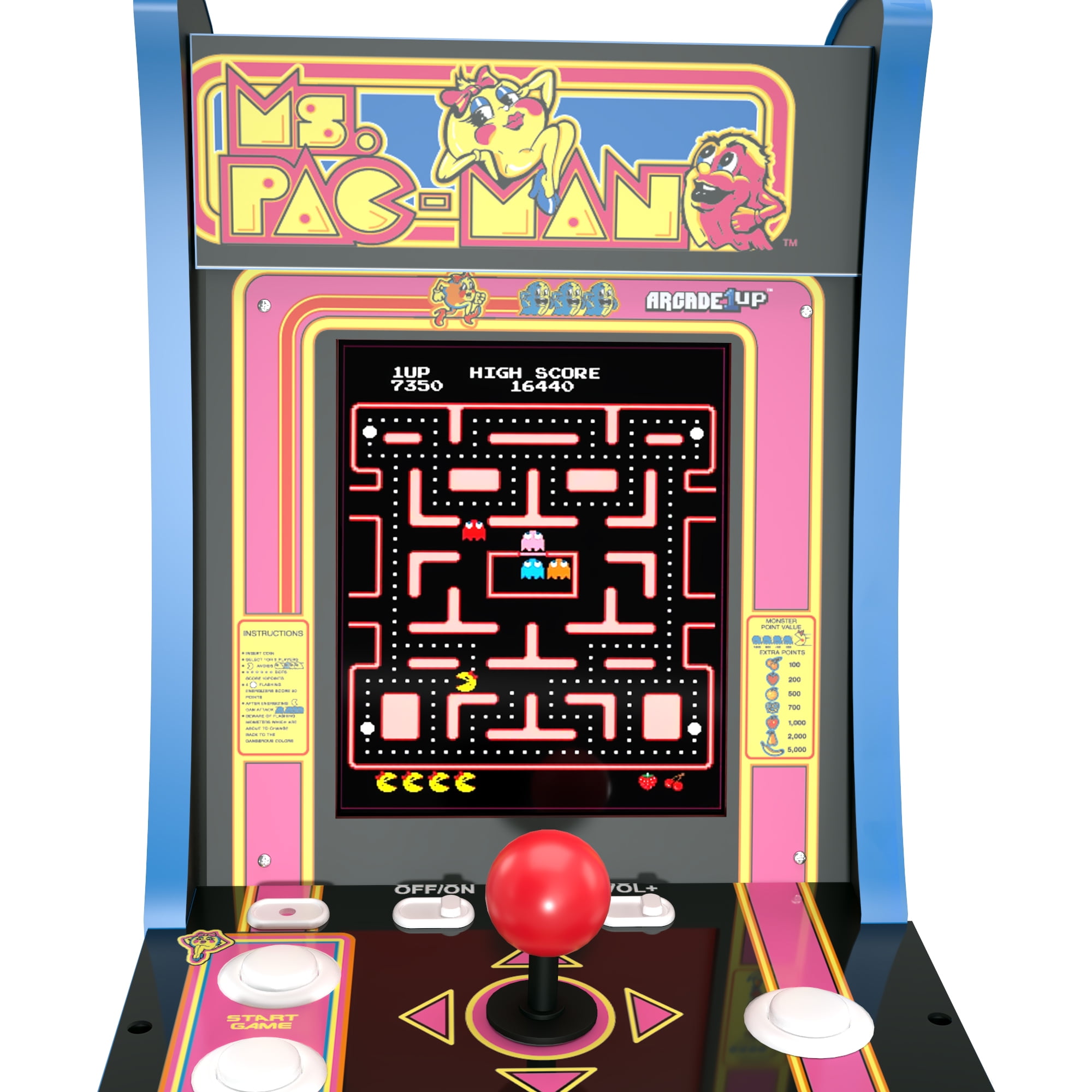 Arcade1UP Ms. Pac-Man, 4 Games in 1, 1-Player, Counter-cade with