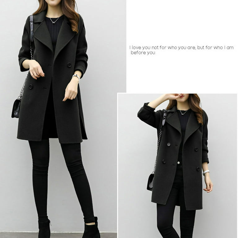 mrulic coat for women womens autumn winter jacket casual outwear cardigan  slim coat overcoat women's jackets coats black + s
