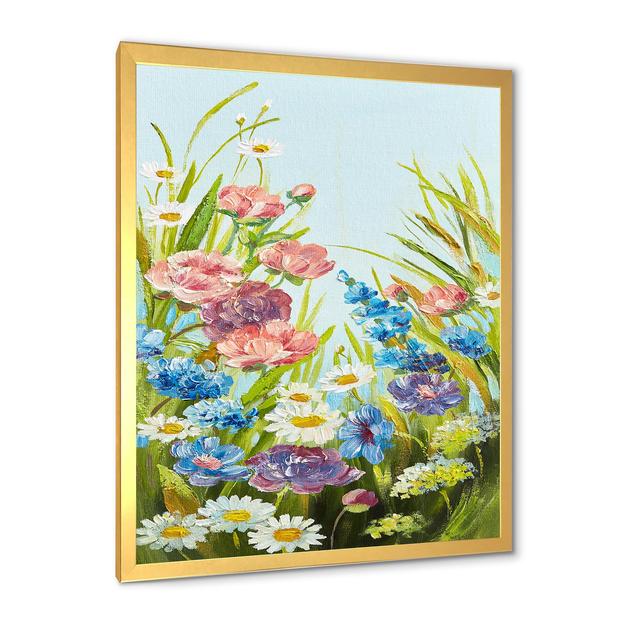 Designart 'Still Life Of Colorful Wildflowers With Leaves III' Traditional Framed Art Print