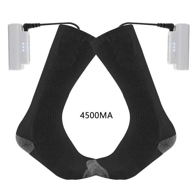 Calcetines térmicos Unisex Calcetines elásticos de tubo largo con calefacción eléctrica para senderismo de invierno, Negro, 4500mAh 2 piezas Methold AP000935-03