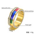 thumbnail image 4 of PAURO Men Women's Stainless Steel LGBT Pride Flag Rainbow Ring with Cubic Zirconia Promise Wedding Band Rotatable Black Size 11, 4 of 5