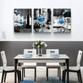 thumbnail image 5 of Canvas Wall Art For Kitchen Modern Inspiration Wall Decor For Dining Room Black And White Wine Glasses Wall Painting Blue Wine Wall Pictures Prints Art Restaurant Home Decor 3 Pieces, 5 of 6
