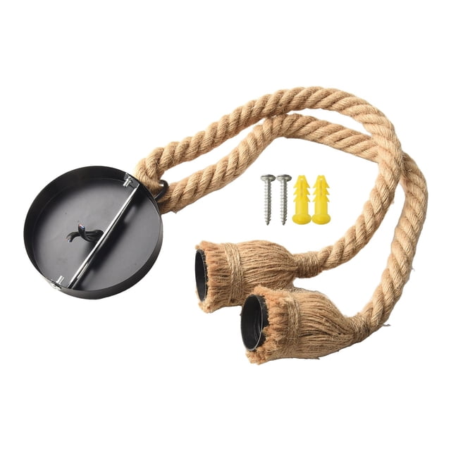 Lámpara de techo de cuerda de cáñamo retro lámpara de araña industrial de 1 m 2 cabezas (sin luz