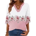 thumbnail image 5 of Tqcoqu Women's Casual Loose Tunic Tops Blouses,V Neck 3/4 Sleeve Floral Print Fit Tops,White-A Women's S-XL, 5 of 7