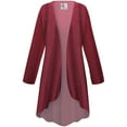 thumbnail image 1 of Women Small Tall Cascading Cardigan Crimson Ember Knit Sweater Flowy Drape Duster Sweater, 1 of 4