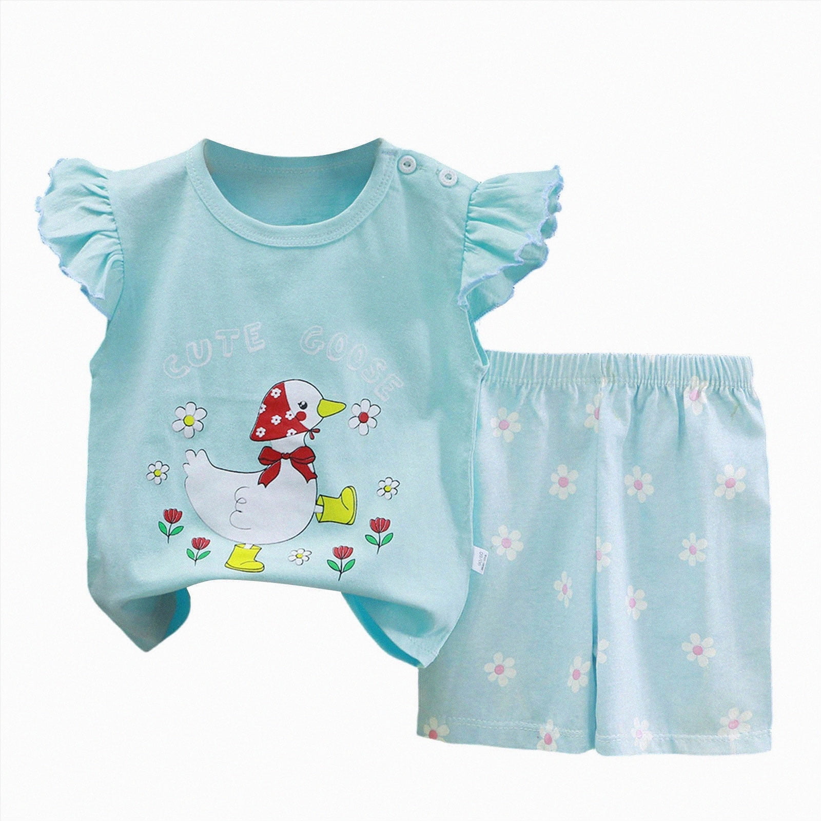 Toddlers Kids Girls Boys Short Sleeve T-Shirt And Short Outfit Set Baby Clothes Quick-Dry 6-24 Months 2T 3T 4T 5T 6T 7T 2-3 Years
