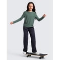 thumbnail image 3 of CRZ YOGA Girls Cloudweight Long Sleeve Athletic Shirts Active Sports Casual Tees Crew Neck Side Slit Winter Kids Teen, 3 of 5