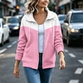 thumbnail image 6 of DYTTDG Women's Zip Up Lapel Collar Jacket, Color Block Long Sleeve Side Pocket Casual Warm Daily Layering Outerwear Coat, 6 of 8