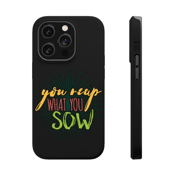 DistinctInk Tough Case for Apple iPhone 15 PRO (6.1" Screen), Compatible with MagSafe Charging - Reap What Sow