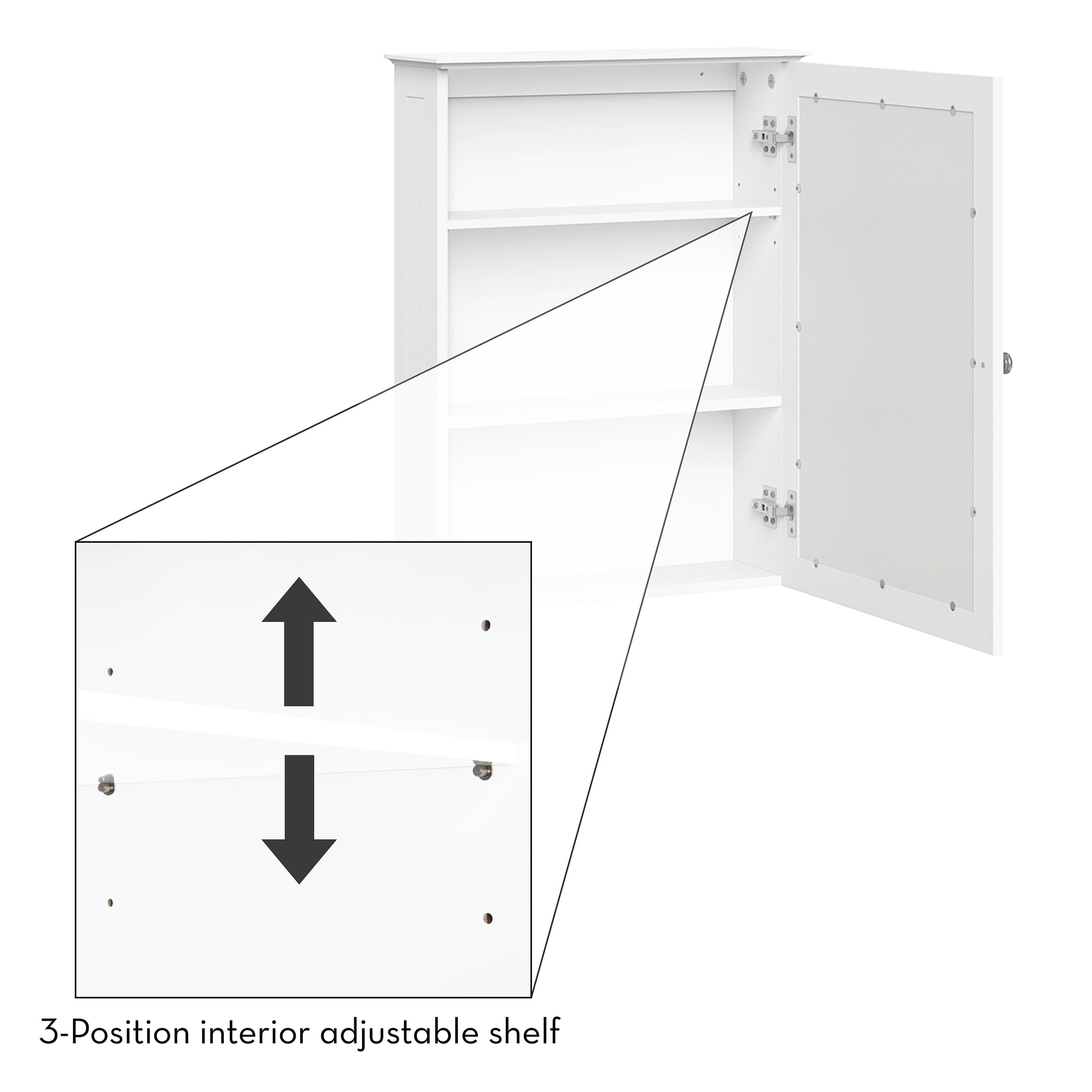 RiverRidge Ashland 1-Door Bathroom Mirror Wall Mount Storage Medicine Cabinet - White