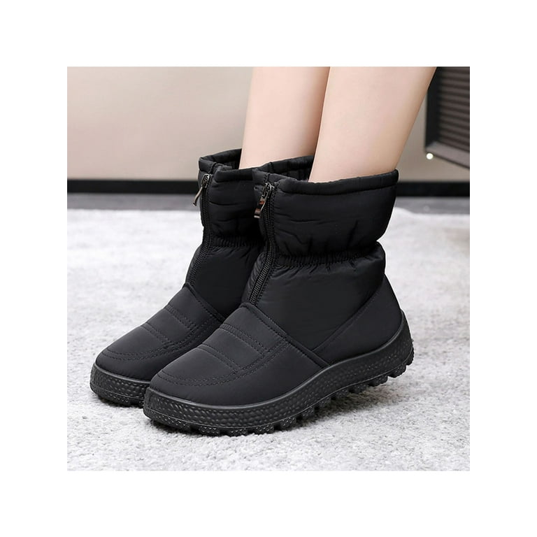 Eloshman Snow Boots for Womens Comfortale Winter Boots Cold Weather Non Slip Plush Lining Black 7.5 Walmart