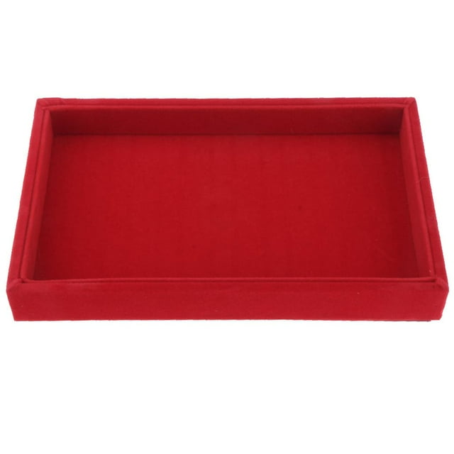Stackable Jewelry Trays Jewelry Storage Tray Showcase Display Organizer (8.94x5.59x1.18 inch), 3 Colors to Choose From Red