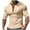 Beige, variant on VSSSJ Mens Muscle T-Shirts Button Up Waffle Knit Stretch Henley Shirt Slim Fit Crewneck Short Sleeve Lightweight Workout Athletic Tees Beige M