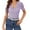 Purple, variant on Seductiva Women's Slim-Fit Short Sleeve T-Shirt Women's Spring Solid Color Lace Hollowomen Splicing V Neck Lace Collar Slimming Short Sleeve T Shirt Fashion Basic Tees Fashion Basic Tees