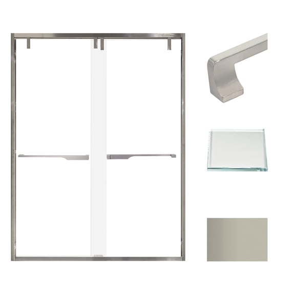 Transolid Ebpt608010l-J 80" High X 60" Wide Bypass Frameless Shower Door - Nickel