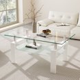 thumbnail image 2 of Modern Clear Rectangle Glass Coffee Table - Stylish Center Side Table for Living Room Furniture, 2 of 8
