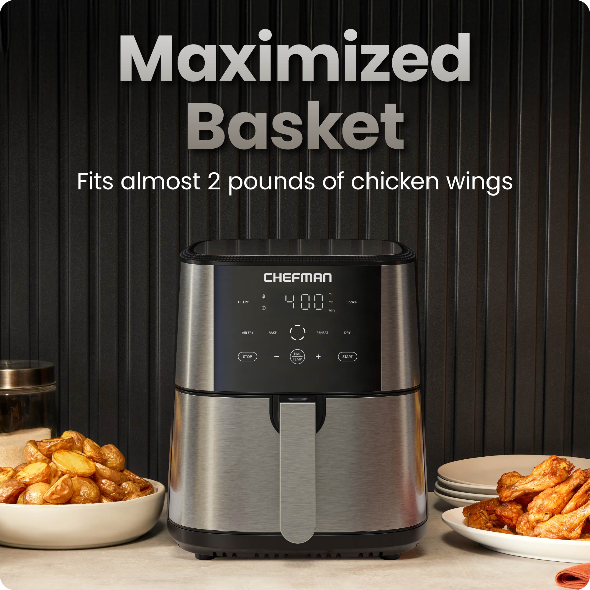 Chefman 6-Quart Air Fryer, 1500W, Stainless Steel photo 3