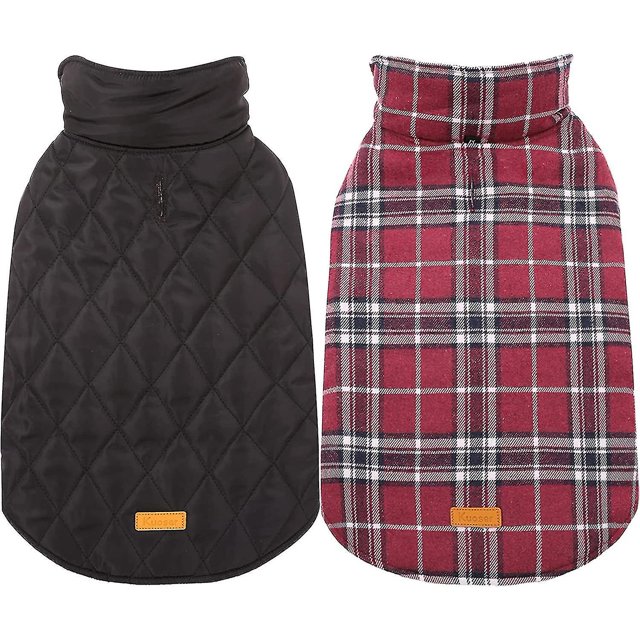 Chaleco impermeable a prueba de viento Reversible estilo británico a cuadros para perros abrigo de invierno cálido