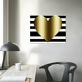 thumbnail image 4 of PIKWEEK Canvas Prints Wall Art Valentines Day Gold Heart with Black and White Stripes Wall Pictures Giclee Wall Decor on Canvas Artwork Living Room Bedroom Poster Art, 4 of 5