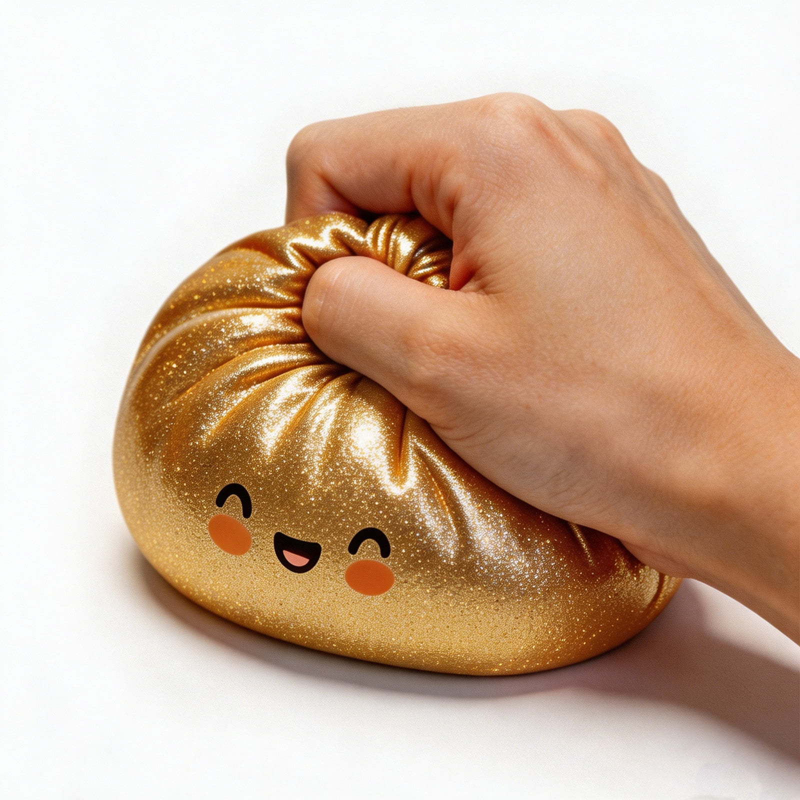 3PCS Gold Stuffed Bun Dumpling Gaint Glitter Dumpling Squishies Fidget For Anxiety Relief Squeeze Stress Balls