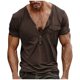 thumbnail image 1 of Camiseta de manga corta con cuello en V y hebilla para hombre, tallas grandes, informal para el verano - Prenda con bolsillo para el trabajo, citas o uso diario, 1 of 6