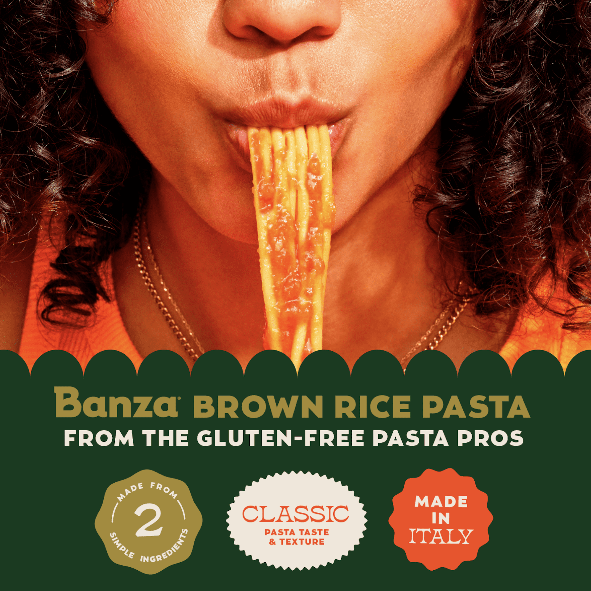 Banza Brown Rice Penne, Gluten-Free Pasta Made in Italy, Non-GMO, 8oz, Classic Texture